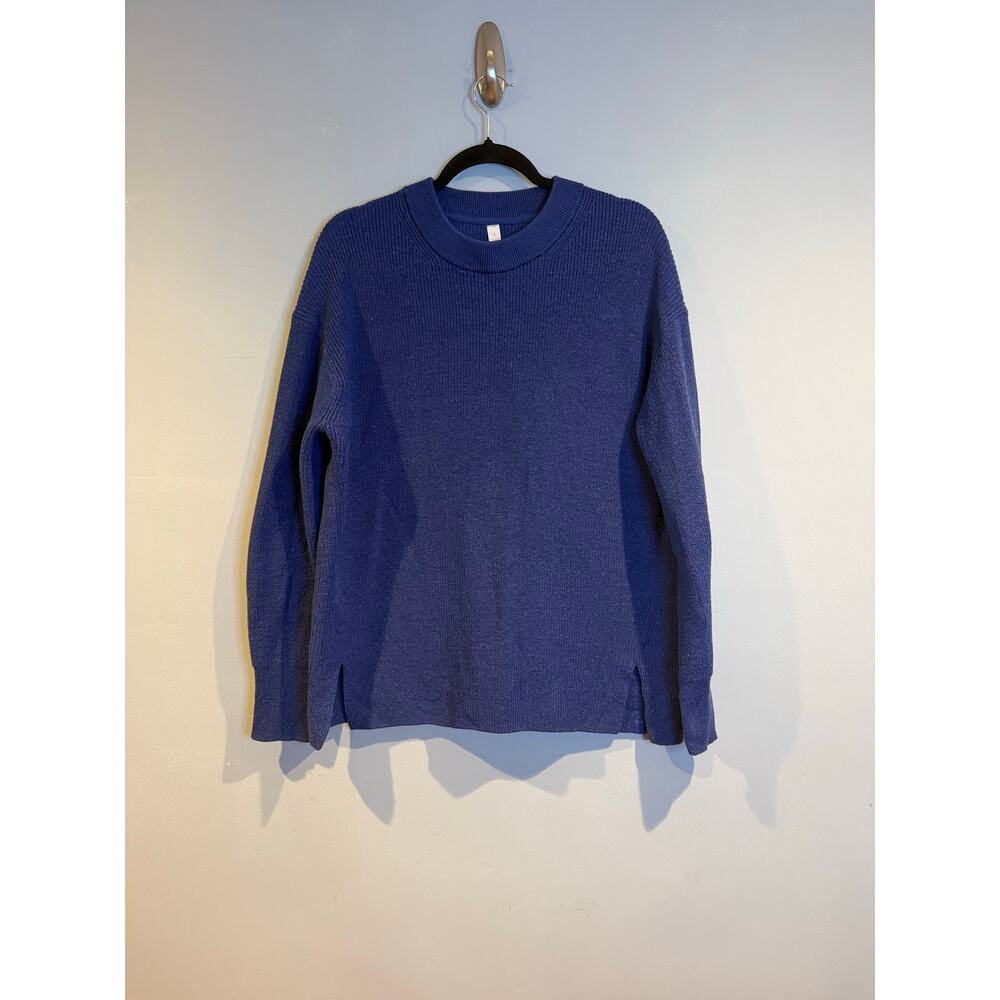 Lululemon Merino Wool Cotton Blend Blue Ribbed Pullover Sweater – Size 10